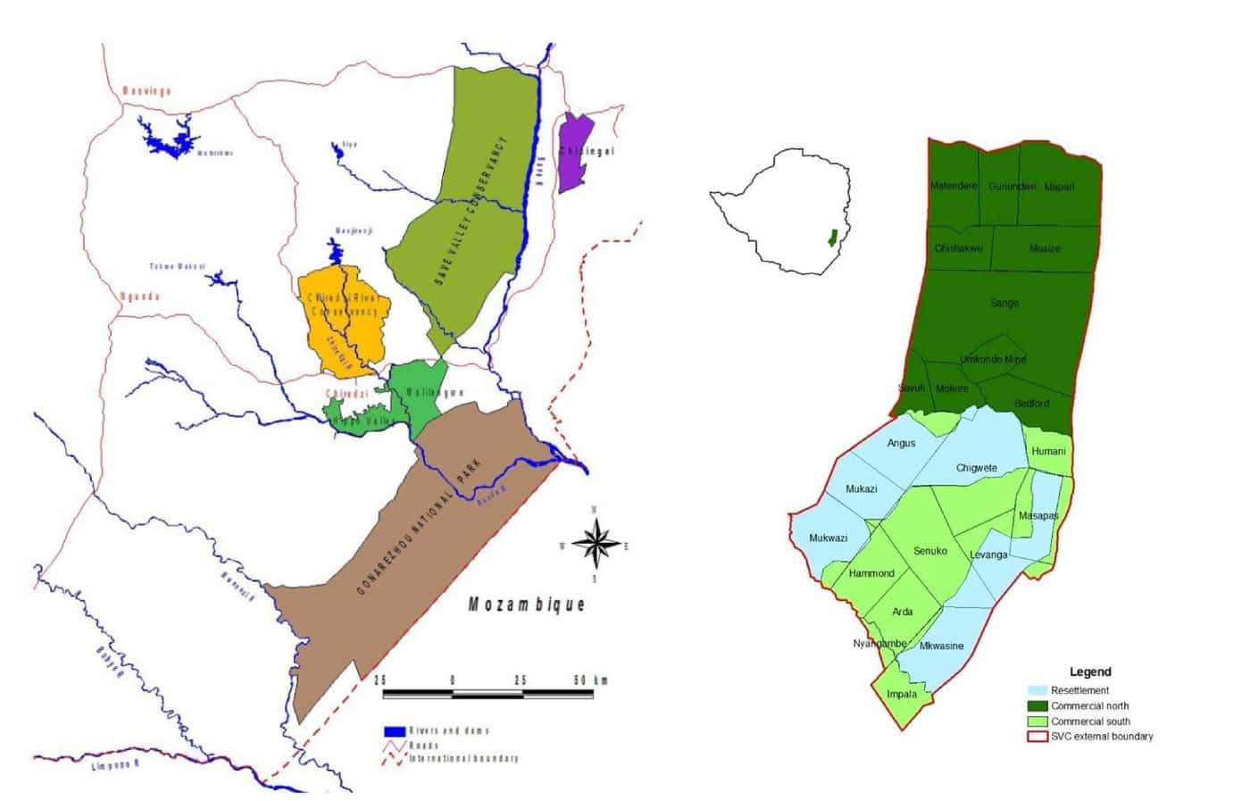 Zimbabwe Hunting Map of Zimbabwe hunting regions and wildlife conservancies.